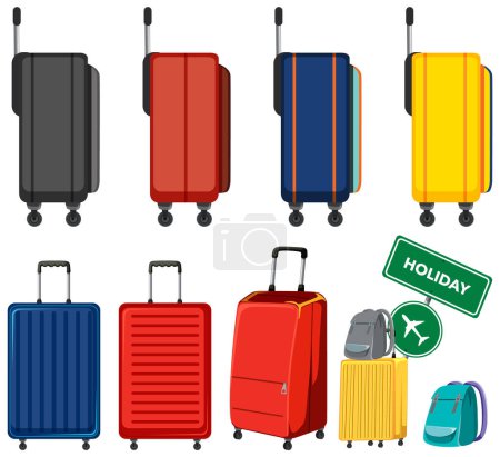 Illustration for Colorful Luggage Set Vector Collection illustration - Royalty Free Image