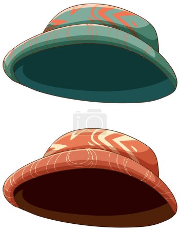 Illustration for Set of hippie hat illustration - Royalty Free Image