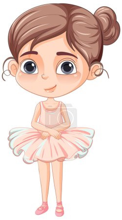 Téléchargez les illustrations : Mignon personnage de dessin animé fille avec illustration de tenue de ballet rose - en licence libre de droit