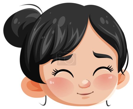 Illustration for Cute Asian girl cartoon character illustration - Royalty Free Image
