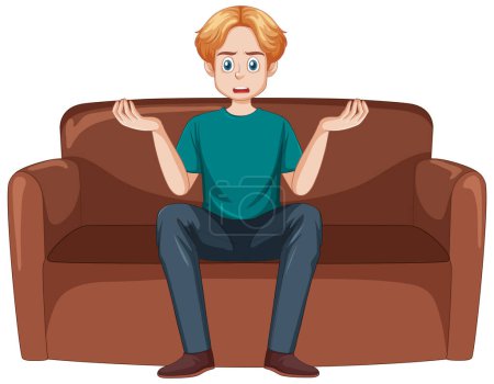 Illustration for A teenage boy with a shocked face illustration - Royalty Free Image