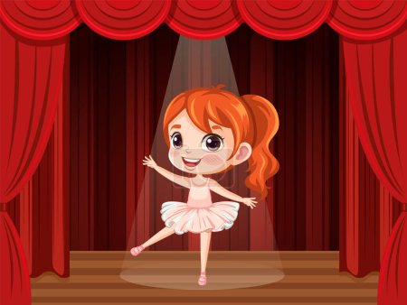 Téléchargez les illustrations : Danseuse de ballet mignonne jouant sur scène illustration - en licence libre de droit