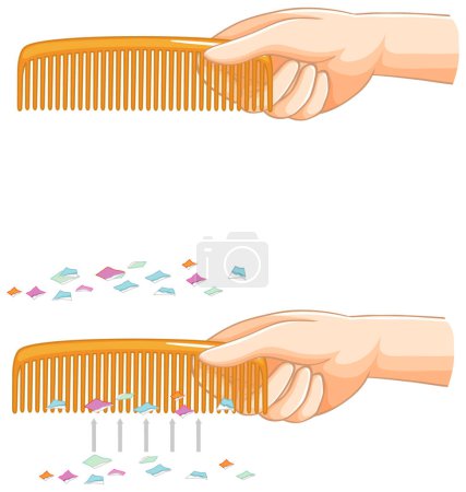 Static electricity with comb and paper illustration