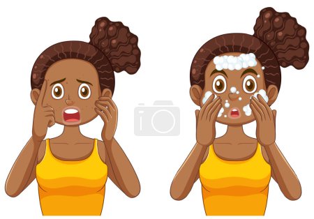 Illustration for Young African American girl with skin problem illustration - Royalty Free Image