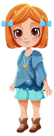 Ilustración de Adorable chica con ojos grandes y cabello naranja ilustración - Imagen libre de derechos