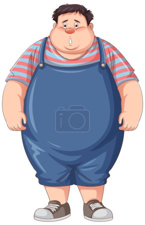 Unsicherer übergewichtiger Mann Zeichentrickfigur Illustration