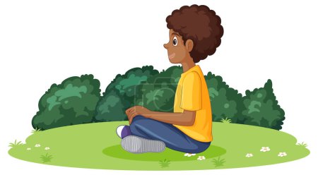 Illustration for A male teen doing meditation illustration - Royalty Free Image