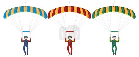 Ilustración de Juego de paracaidistas con ilustración de paracaidismo - Imagen libre de derechos