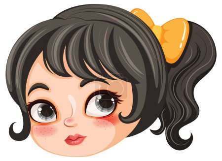 Illustration for Cute Girl Cartoon Character with Big Eyes illustration - Royalty Free Image