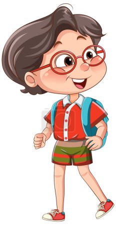 Illustration for Cute boy cartoon character wearing glasses illustration - Royalty Free Image