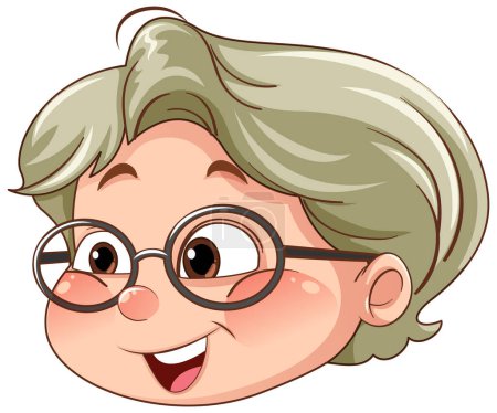 Illustration for Old Woman Head in Cartoon Style illustration - Royalty Free Image