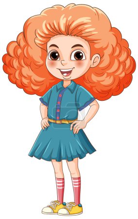 Illustration for Woman in 80s cartoon character illustration - Royalty Free Image