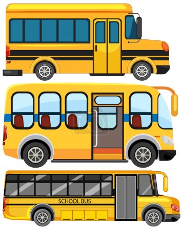 Téléchargez les illustrations : Illustration de la collection vectorielle bus scolaire - en licence libre de droit
