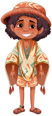 Ilustración de Niño vistiendo traje americano nativo ilustración - Imagen libre de derechos