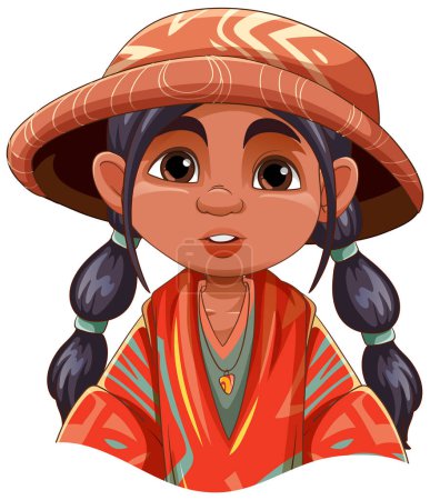 Téléchargez les illustrations : Fille portant l'illustration de tenue américaine autochtone - en licence libre de droit