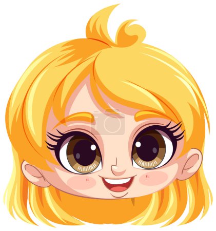 Illustration for Adorable Girl with Big Eyes and Blonde Hair illustration - Royalty Free Image