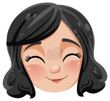 Illustration for Cute Asian girl cartoon character illustration - Royalty Free Image