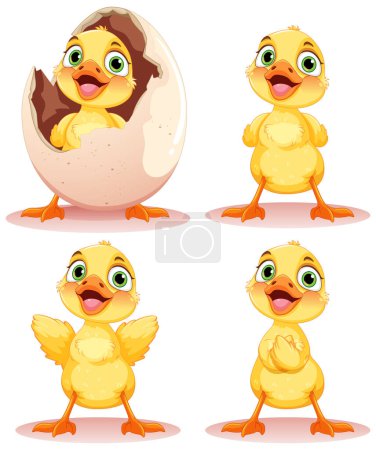 Illustration for Adorable Little Duck Character Collection illustration - Royalty Free Image