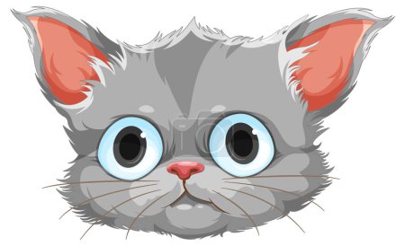 Ilustración de Cabeza de gatito lindo en ilustración de estilo de dibujos animados - Imagen libre de derechos