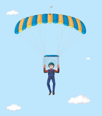 Skydiver Flying under Parachute illustration
