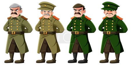 Illustration for Serious Military Officer Character Collection illustration - Royalty Free Image