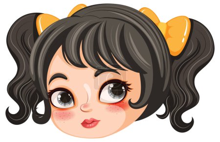 Illustration for Girl Cartoon Character with Big Eyes illustration - Royalty Free Image