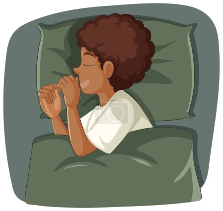 Illustration for Teenage Boy Sleeping on Pillow illustration - Royalty Free Image