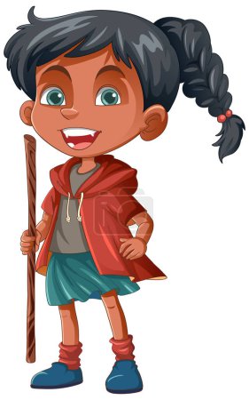 Illustration for An indigenous kid cartoon character illustration - Royalty Free Image