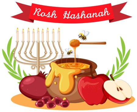 Illustration for Rosh Hashanah Banner Design illustration - Royalty Free Image