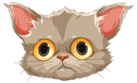 Ilustración de Cabeza de gatito lindo en ilustración de estilo de dibujos animados - Imagen libre de derechos