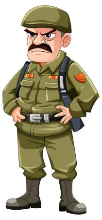 Ilustración de Grumpy ejército oficial de dibujos animados personaje ilustración - Imagen libre de derechos