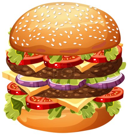 Ilustración de Ilustración de dibujos animados hamburguesa deliciosa aislada - Imagen libre de derechos