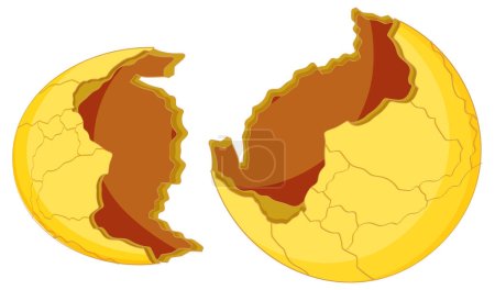 Ilustración de Huevo agrietado amarillo sobre fondo blanco ilustración - Imagen libre de derechos