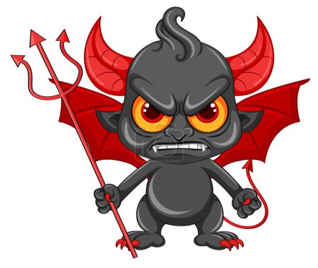 Illustration for Angry devil cartoon character illustration - Royalty Free Image