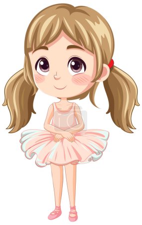 Illustration for Cute ballet dancer cartoon character illustration - Royalty Free Image