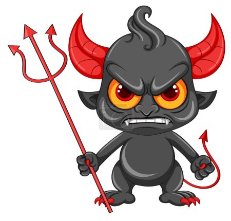 Illustration for Angry devil cartoon character illustration - Royalty Free Image