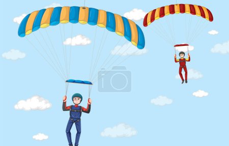 Ilustración de Paracaidista paracaidismo en el cielo fondo ilustración - Imagen libre de derechos