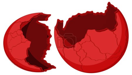 Illustration for Red Cracked Egg on White Background illustration - Royalty Free Image