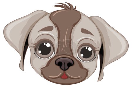 Téléchargez les illustrations : Mignon chien visage dessin animé isolé illustration - en licence libre de droit