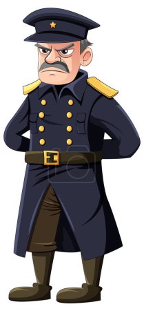 Illustration for Serious Military Officer with Grumpy Expression illustration - Royalty Free Image