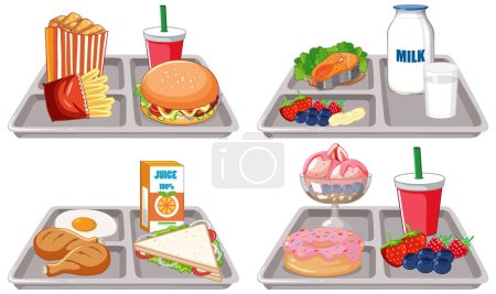 Ilustración de Ilustración de la colección de alimentos saludables y poco saludables - Imagen libre de derechos