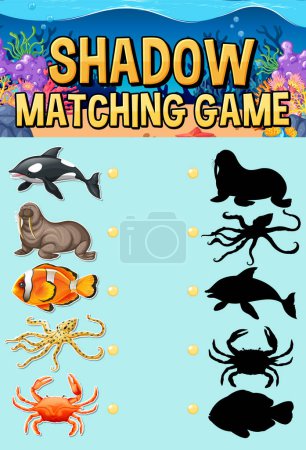 Illustration for Shadow Matching Game Template illustration - Royalty Free Image