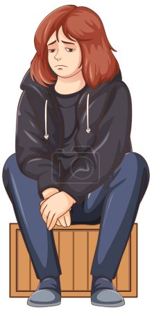 Ilustración de Triste adolescente sentado en el suelo ilustración - Imagen libre de derechos