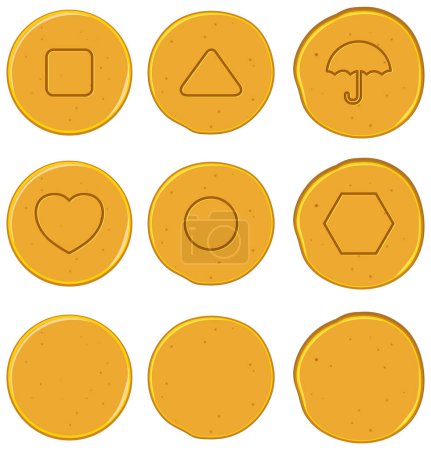 Illustration for Dalgona or Honeycomb Game Element Set illustration - Royalty Free Image
