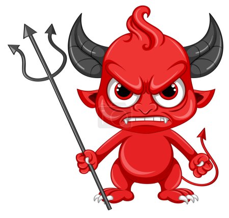 Téléchargez les illustrations : Illustration de personnage de dessin animé diable en colère - en licence libre de droit