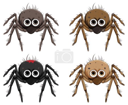 Illustration for Set of spider cartoon isolated illustration - Royalty Free Image