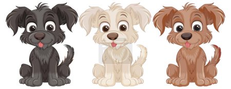 Ilustración de Lindo perro de dibujos animados personaje conjunto ilustración - Imagen libre de derechos
