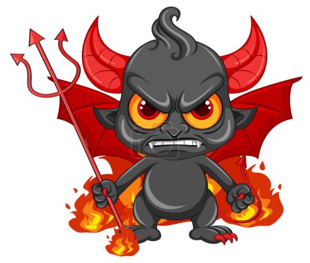 Ilustración de Ilustración de personajes de dibujos animados diablo enojado - Imagen libre de derechos