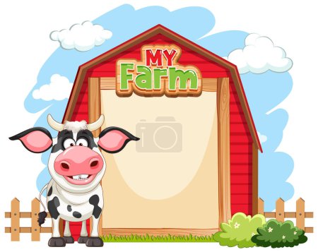 Illustration for Cow with empty banner templae illustration - Royalty Free Image