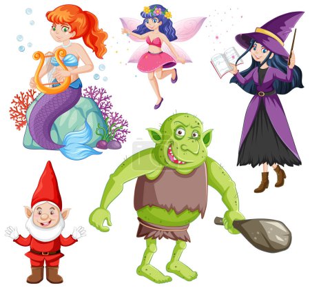Téléchargez les illustrations : Fairy Cartoon Character Vector Illustration de l'ensemble - en licence libre de droit